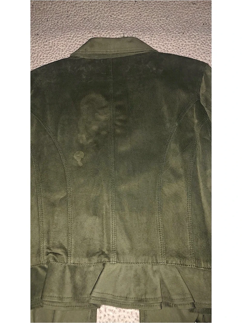 moss green suede peplum jacket - Picture 4 of 4